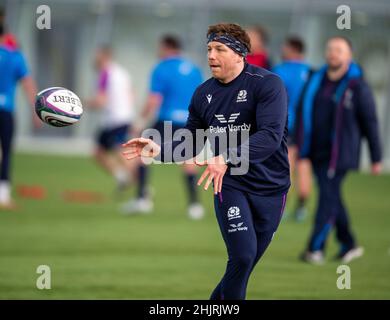 Édimbourg, Écosse, Royaume-Uni.Janvier 31st 2022.Rugby Guinness six Nations : ScotlandÕs Hamish Watson pendant la session d'entraînement de l'équipe de rugby écossaise, Oriam Sports Center, Riccarton, Édimbourg.Crédit : Ian Rutherford/Alay Live News. Banque D'Images