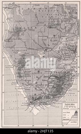 Extrémité la plus méridionale du continent africain. Afrique du Sud. Afrique australe (carte 1923) Banque D'Images