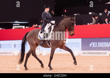 Inna Logotenkova (UKR) et Fleraro (DWB) lors de la coupe du monde de la FEI de Longines le 29 2019 novembre à la semaine du cheval de Madrid, Espagne Banque D'Images