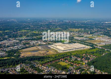 Vue aérienne, Edeka central warehouse Oberhausen, Logport 5, Logport V, Schwarze Heide, Oberhausen,Région de la Ruhr, Rhénanie-du-Nord-Westphalie, Allemagne, DE, EUR Banque D'Images