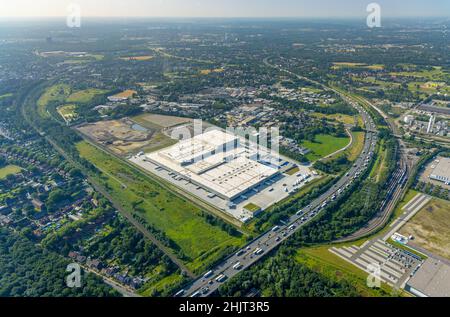 Vue aérienne, Edeka central warehouse Oberhausen, Logport 5, Logport V, Schwarze Heide, Oberhausen,Région de la Ruhr, Rhénanie-du-Nord-Westphalie, Allemagne, DE, EUR Banque D'Images