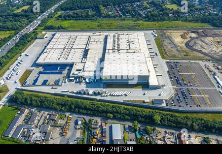 Vue aérienne, Edeka central warehouse Oberhausen, Logport 5, Logport V, Schwarze Heide, Oberhausen,Région de la Ruhr, Rhénanie-du-Nord-Westphalie, Allemagne, DE, EUR Banque D'Images