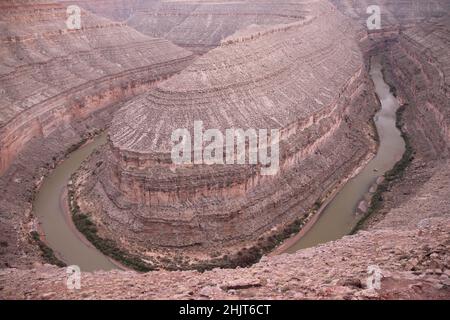 Le canyon rose et la rivière du parc national de Goosenecks dans l'Utah Banque D'Images