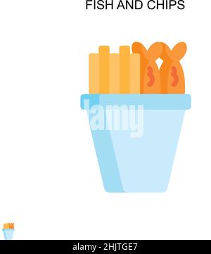 Icône de vecteur simple Fish and Chips.Modèle de conception de symbole d'illustration pour élément d'interface utilisateur Web mobile. Illustration de Vecteur
