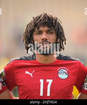 Yaoundé, Cameroun, 30 janvier 2022: Mohamed Elneny, de l'Égypte, pendant le Maroc, contre l'Egypte- coupe d'Afrique des Nations au stade Ahmadou Ahidjo.Prix Kim/CSM. Banque D'Images