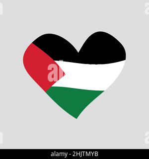 Symbole d'amour Palestine coeur drapeau icône vecteur Illustration de Vecteur