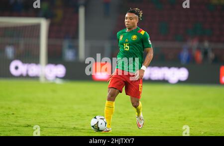 Yaoundé, Cameroun, 9 janvier 2022 : Pierre Kunde du Cameroun pendant le Cameroun contre Burkina Faso - coupe des nations d'Afrique au stade Paul Biya.Prix Kim/CSM. Banque D'Images