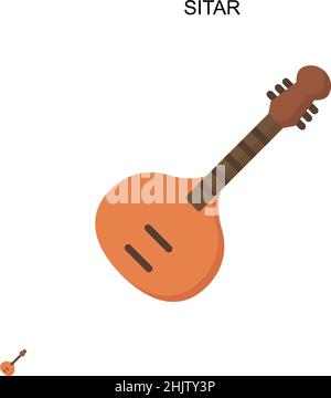 Icône vecteur simple Sitar.Modèle de conception de symbole d'illustration pour élément d'interface utilisateur Web mobile. Illustration de Vecteur