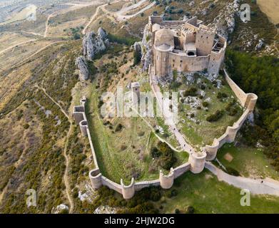 Vue aérienne de la forteresse Castillo de Loarre Banque D'Images