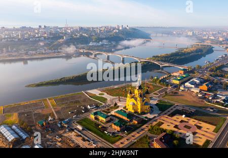 Photo aérienne de la cathédrale Alexandre Nevsky à Nijni Novgorod Banque D'Images