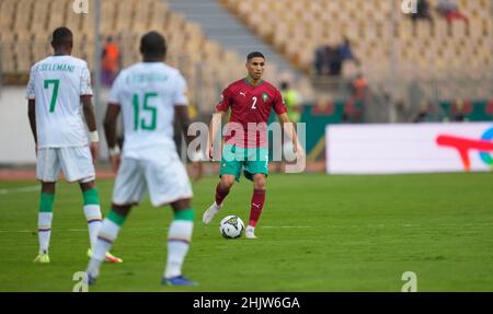 Yaoundé, Cameroun, 14 janvier 2022: Achraf Hakimi du Maroc au Maroc contre Comores - coupe des nations d'Afrique au stade Ahmadou Ahidjo.Prix Kim/CSM. Banque D'Images