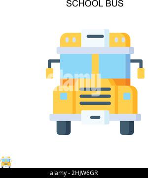 Icône de vecteur simple de bus scolaire.Modèle de conception de symbole d'illustration pour élément d'interface utilisateur Web mobile. Illustration de Vecteur