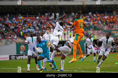 Douala, Cameroun, 16 janvier 2022: Simon Deli de Côte d'Ivoire pendant la Sierra Leone contre Côte d'Ivoire - coupe des nations d'Afrique au stade de Japoma.Prix Kim/CSM. Banque D'Images