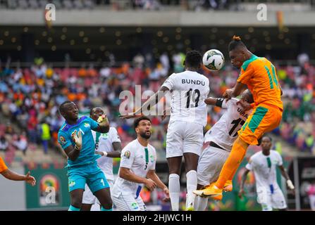 Douala, Cameroun, 16 janvier 2022: Simon Deli de Côte d'Ivoire pendant la Sierra Leone contre Côte d'Ivoire - coupe des nations d'Afrique au stade de Japoma.Prix Kim/CSM. Banque D'Images