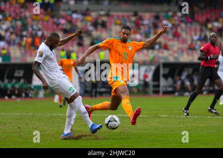 Douala, Cameroun, 16 janvier 2022: Sébastien Haller de la Côte d'Ivoire pendant la Sierra Leone contre la Côte d'Ivoire - coupe des nations d'Afrique au stade de Japoma.Prix Kim/CSM. Banque D'Images