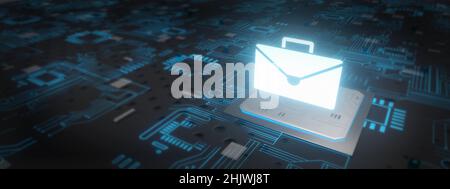 Concept futuriste de carrière d'affaires avec un bref cas lumineux 3D Illustration Banque D'Images