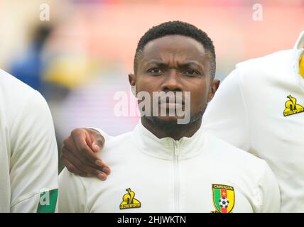 Yaoundé, Cameroun, 17 janvier 2022 : Collins Fai du Cameroun pendant la coupe des nations du Cameroun contre le Cap Vert au stade Olembe.Prix Kim/CSM. Banque D'Images