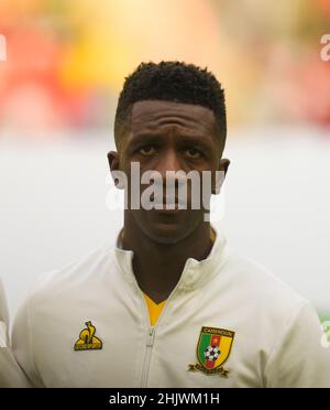 Yaoundé, Cameroun, 17 janvier 2022 : Samuel Gouet du Cameroun pendant la coupe des Nations du Cameroun contre le Cap Vert au stade Olembe.Prix Kim/CSM. Banque D'Images