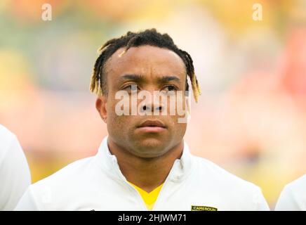 Yaoundé, Cameroun, 17 janvier 2022 : Pierre Kunde du Cameroun pendant la coupe Cameroun contre le Cap-Vert - Afrique des Nations au stade Olembe.Prix Kim/CSM. Banque D'Images