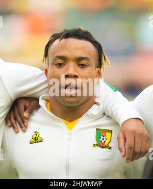 Yaoundé, Cameroun, 17 janvier 2022 : Pierre Kunde du Cameroun pendant la coupe Cameroun contre le Cap-Vert - Afrique des Nations au stade Olembe.Prix Kim/CSM. Banque D'Images