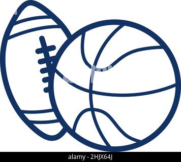 Icône ballon de basket-ball, icône ballon de football américain sur fond blanc, illustration vectorielle Illustration de Vecteur