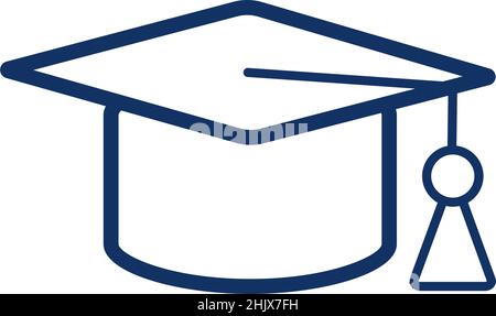 Icône de capuchon de graduation sur fond blanc, illustration vectorielle Illustration de Vecteur