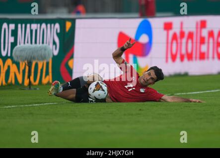 Yaoundé, Cameroun, 30 janvier 2022 : Ahmed Sayed de l'Égypte pendant le Maroc contre l'Égypte - coupe des nations de l'Afrique au stade Ahmadou Ahidjo.Prix Kim/CSM. Banque D'Images