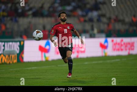 Yaoundé, Cameroun, 30 janvier 2022: Mohamed Salah (capitaine) de l'Égypte pendant le Maroc contre l'Egypte- coupe des nations d'Afrique au stade Ahmadou Ahidjo.Prix Kim/CSM. Banque D'Images