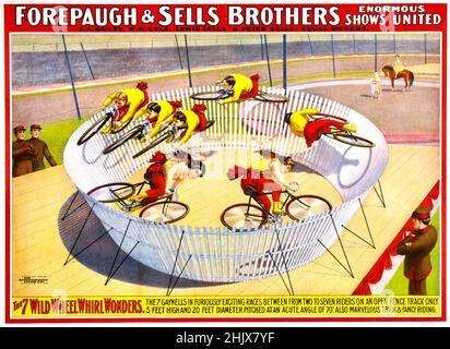 Adam Forepaugh et vend Bros Circus Poster - The Seven Wild Wheel Wonders Banque D'Images