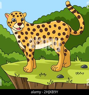 Illustration de couleur vectorielle du dessin animé de Cheetah Illustration de Vecteur