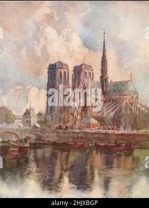 La Cathédrale notre-Dame de Paris. France (1925) Banque D'Images