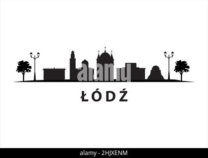 Łódź Skyline City Landscape en Pologne Illustration de Vecteur