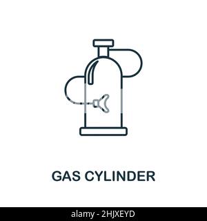 Icône de bouteille de gaz.Elément de ligne de la collection d'équipements médicaux.Symbole d'icône de bouteille de gaz linéaire pour la conception Web, les infographies et plus encore. Illustration de Vecteur