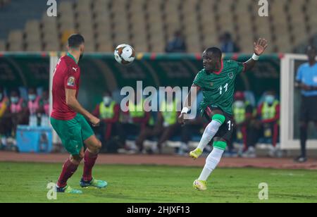 Yaoundé, Cameroun, 25 janvier 2022: Gabadinho Mhango du Malawi pendant le Maroc contre la coupe des nations de l'Afrique du Malawi au stade Ahmadou Ahidjo.Prix Kim/CSM. Banque D'Images