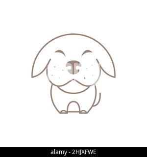ligne mignon chien sourire graisse logo design, vecteur graphique symbole icône illustration idée créative Illustration de Vecteur