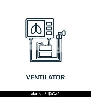 Icône du ventilateur.Elément de ligne de la collection d'équipements médicaux.Signe d'icône de ventilateur linéaire pour la conception Web, l'infographique et plus encore. Illustration de Vecteur