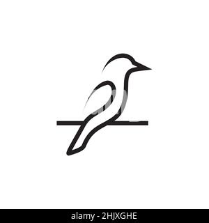 design minimaliste oiseau sur branche moderne logo, vecteur graphique symbole icône illustration idée créative Illustration de Vecteur