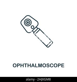 Icône de l'ophtalmoscope.Elément de ligne de la collection d'équipements médicaux.Signe d'icône d'Ophthalmoscope linéaire pour la conception de sites Web, l'infographique et plus encore. Illustration de Vecteur