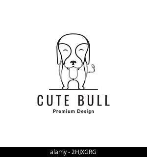 dessin animé ligne dessin mignon logo bulldog, vecteur graphique symbole icône illustration idée créative Illustration de Vecteur