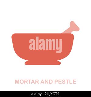 Icône Martar et Pestile Flat.Panneau de couleur de la collection spa Therapy.Affiche plate Martar et Pestle Icon pour le web design, infographics et plus encore. Illustration de Vecteur