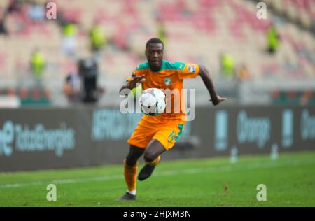 Douala, Cameroun, 26 janvier 2022: Nicolas Pépé de Côte d'Ivoire pendant l'Egypte contre Côte d'Ivoire - coupe des nations d'Afrique au stade de Japoma.Prix Kim/CSM. Banque D'Images