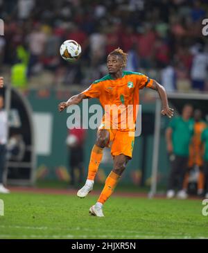 Douala, Cameroun, 26 janvier 2022: Wilfried Zaha de Côte d'Ivoire pendant l'Egypte contre Côte d'Ivoire - coupe des nations d'Afrique au stade de Japoma.Prix Kim/CSM. Banque D'Images