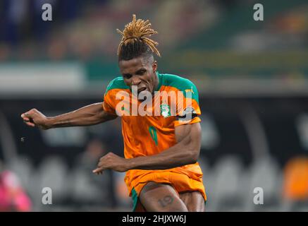 Douala, Cameroun, 26 janvier 2022: Wilfried Zaha de Côte d'Ivoire pendant l'Egypte contre Côte d'Ivoire - coupe des nations d'Afrique au stade de Japoma.Prix Kim/CSM. Banque D'Images