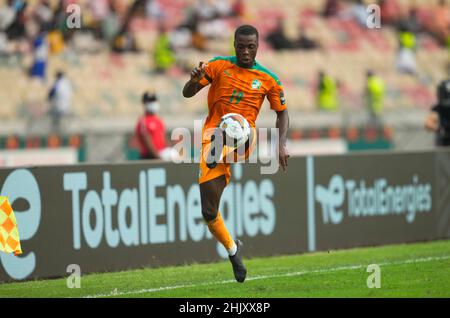 Douala, Cameroun, 26 janvier 2022: Nicolas Pépé de Côte d'Ivoire pendant l'Egypte contre Côte d'Ivoire - coupe des nations d'Afrique au stade de Japoma.Prix Kim/CSM. Banque D'Images