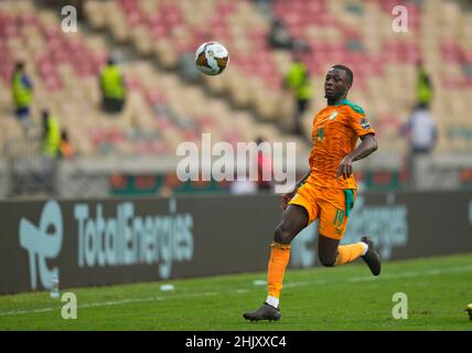 Douala, Cameroun, 26 janvier 2022: Nicolas Pépé de Côte d'Ivoire pendant l'Egypte contre Côte d'Ivoire - coupe des nations d'Afrique au stade de Japoma.Prix Kim/CSM. Banque D'Images