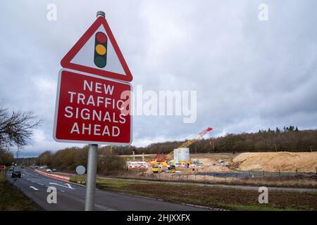 HS2 chantier à Little Missenden, Buckinghamshire, adjacent au A413.HS2/Align construit un arbre d'évent pour accéder au tunnel sous les Chilterns Banque D'Images