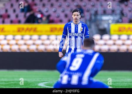 Farum, Danemark.31st janvier 2022.Gustav Svensson d'IFK Goteborg vu lors d'un match d'essai entre le FC Nordsjaelland et l'IFK Goteborg à droite de Dream Park à Farum.(Crédit photo : Gonzales photo/Alamy Live News Banque D'Images