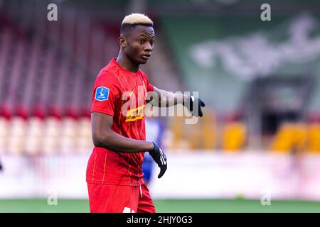 Farum, Danemark.31st janvier 2022.Yannick Agnero (41) du FC Nordsjaelland vu lors d'un match test entre le FC Nordsjaelland et l'IFK Goteborg à droite de Dream Park à Farum.(Crédit photo : Gonzales photo/Alamy Live News Banque D'Images