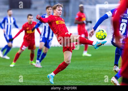 Farum, Danemark.31st janvier 2022.Andreas Schjeldup (7) du FC Nordsjaelland vu lors d'un match d'essai entre le FC Nordsjaelland et l'IFK Goteborg à droite de Dream Park à Farum.(Crédit photo : Gonzales photo/Alamy Live News Banque D'Images