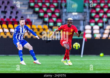 Farum, Danemark.31st janvier 2022.Yannick Agnero (41) du FC Nordsjaelland vu lors d'un match test entre le FC Nordsjaelland et l'IFK Goteborg à droite de Dream Park à Farum.(Crédit photo : Gonzales photo/Alamy Live News Banque D'Images